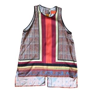 Clover Canyon patterned RARE slightly open back Tank Top M PTP 17 1/2”